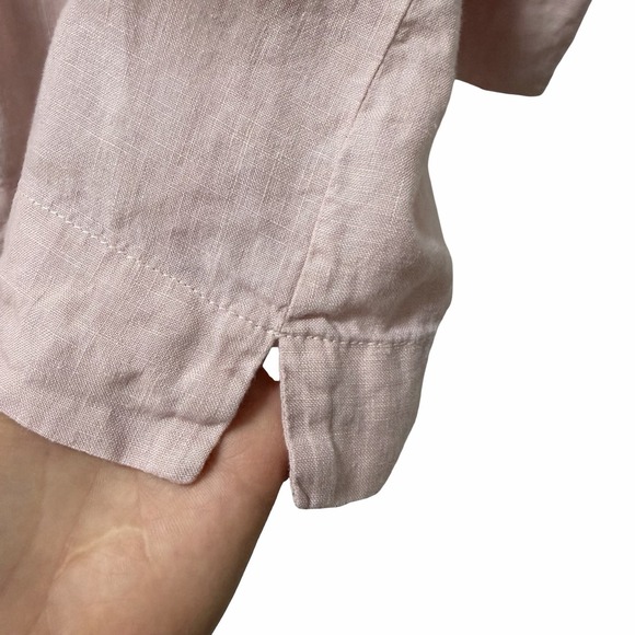 Eileen Fisher Organic Linen Button Up Boxy Top Size XS Pale Pink Coastal Beachy - Picture 2 of 6